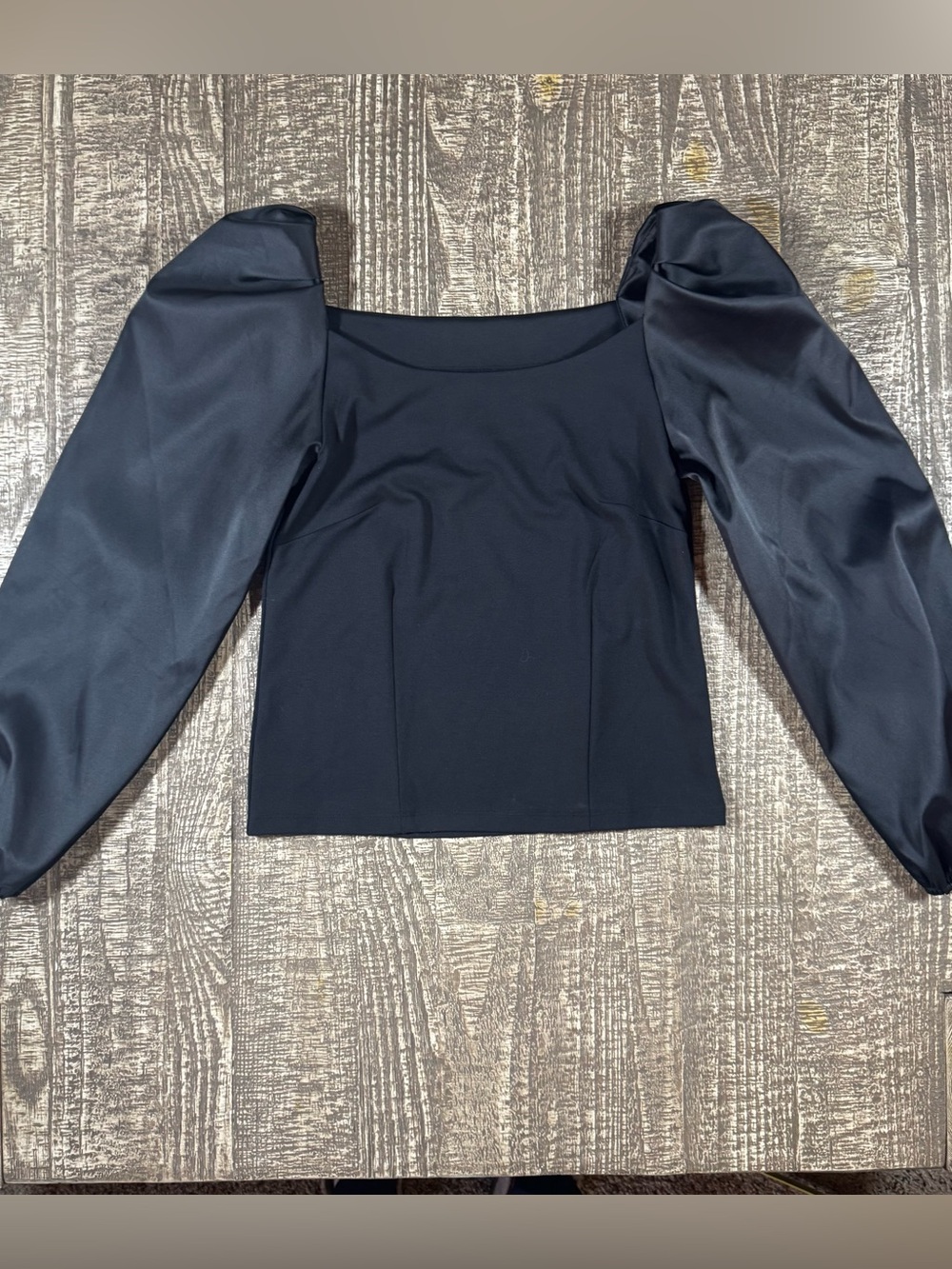 NWOT Ann Taylor Loft Women's Black Puff-Sleeve Square Neck Top